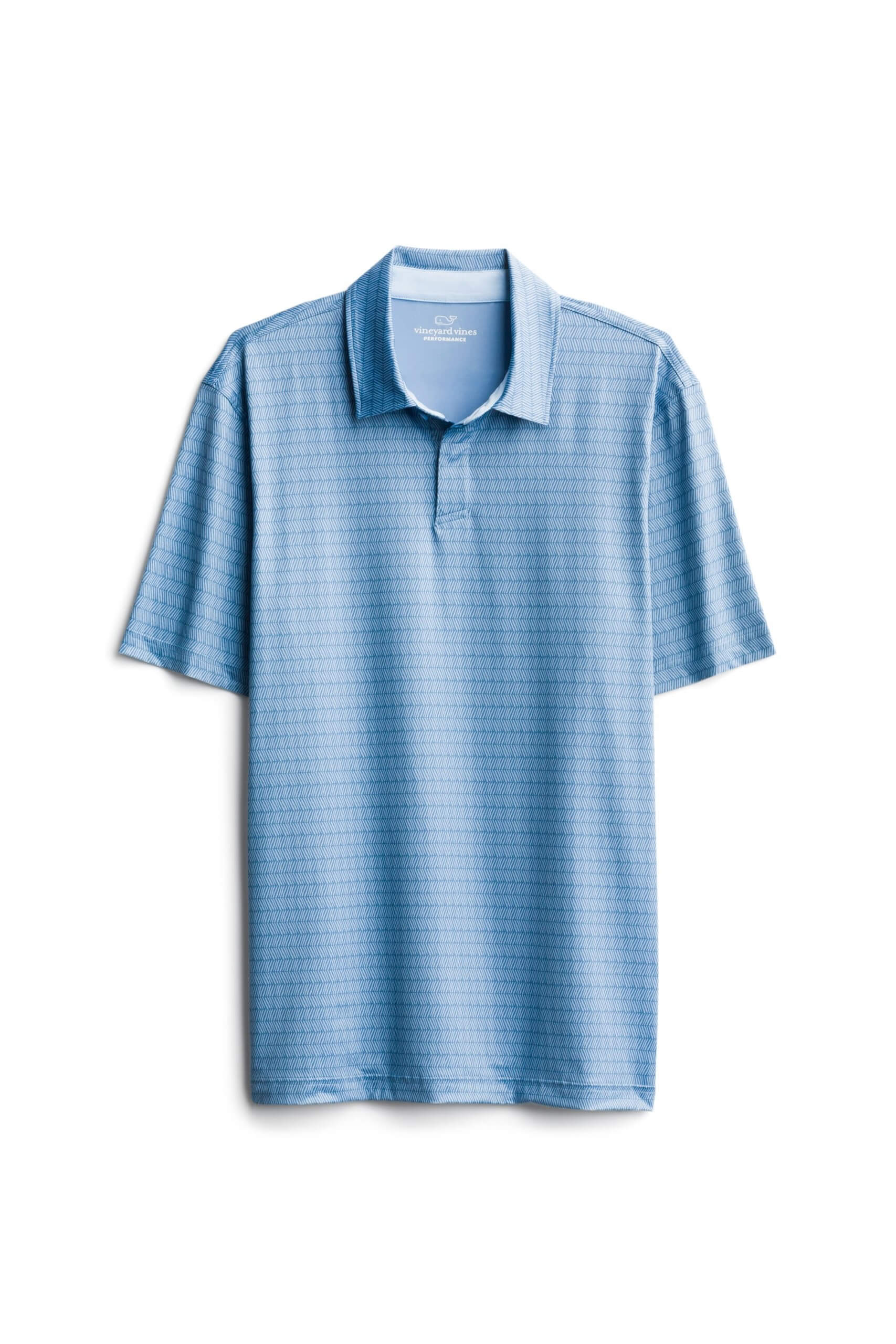 Stitch Fix Men's light blue textured performance polo shirt.