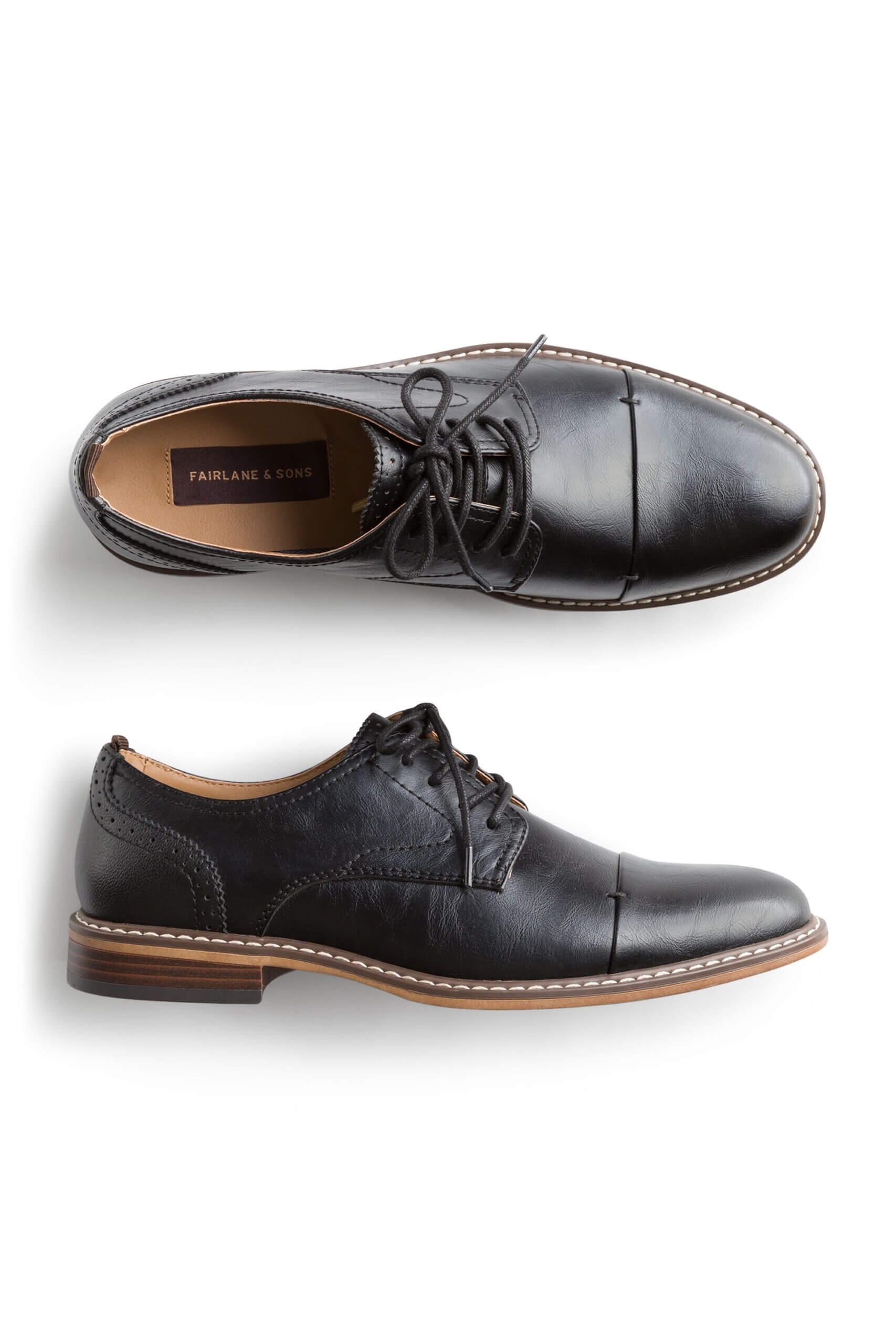 Stitch Fix men's cap toe derby with brogue heel.