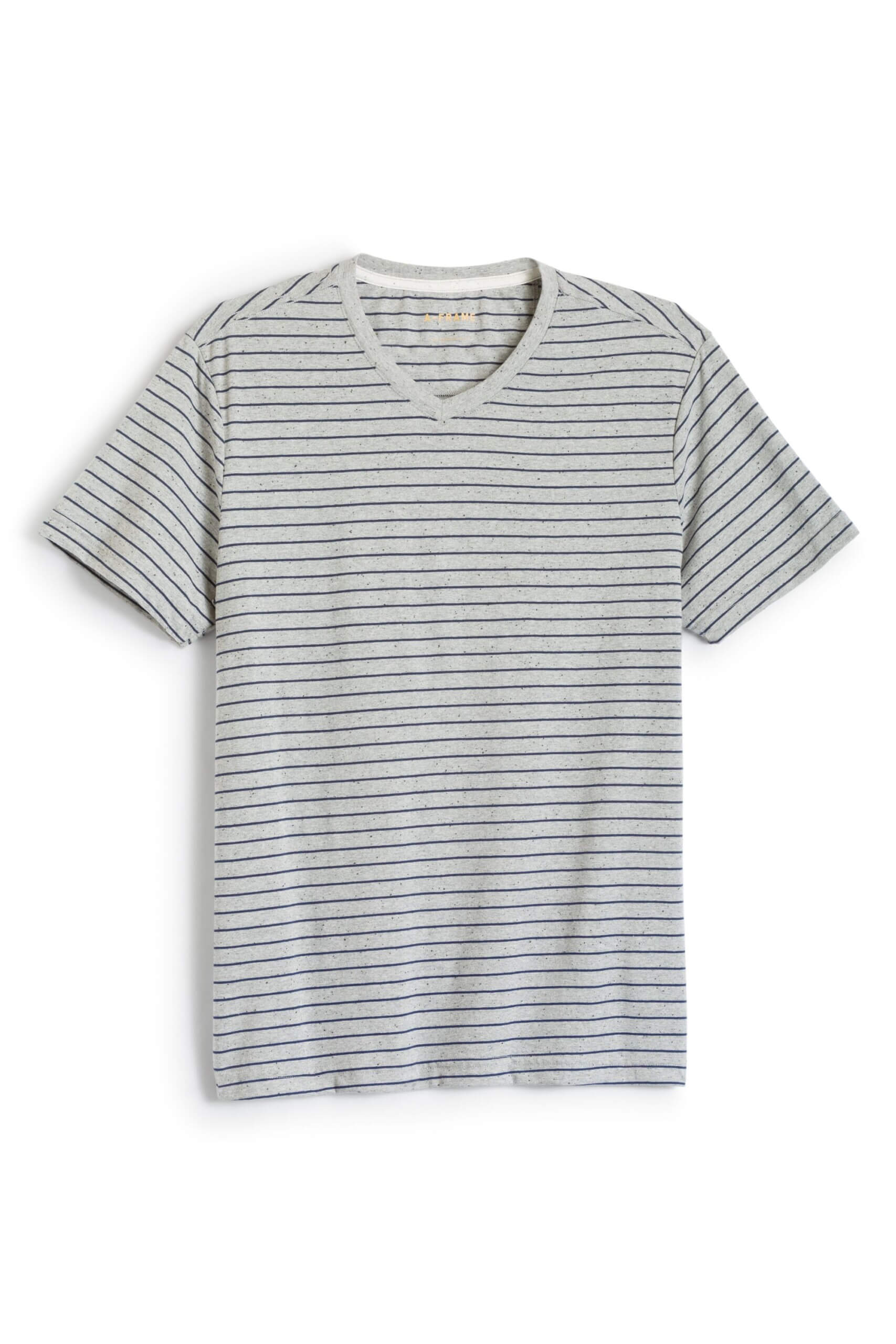 Stitch Fix men’s grey and white striped V-neck T-shirt.
