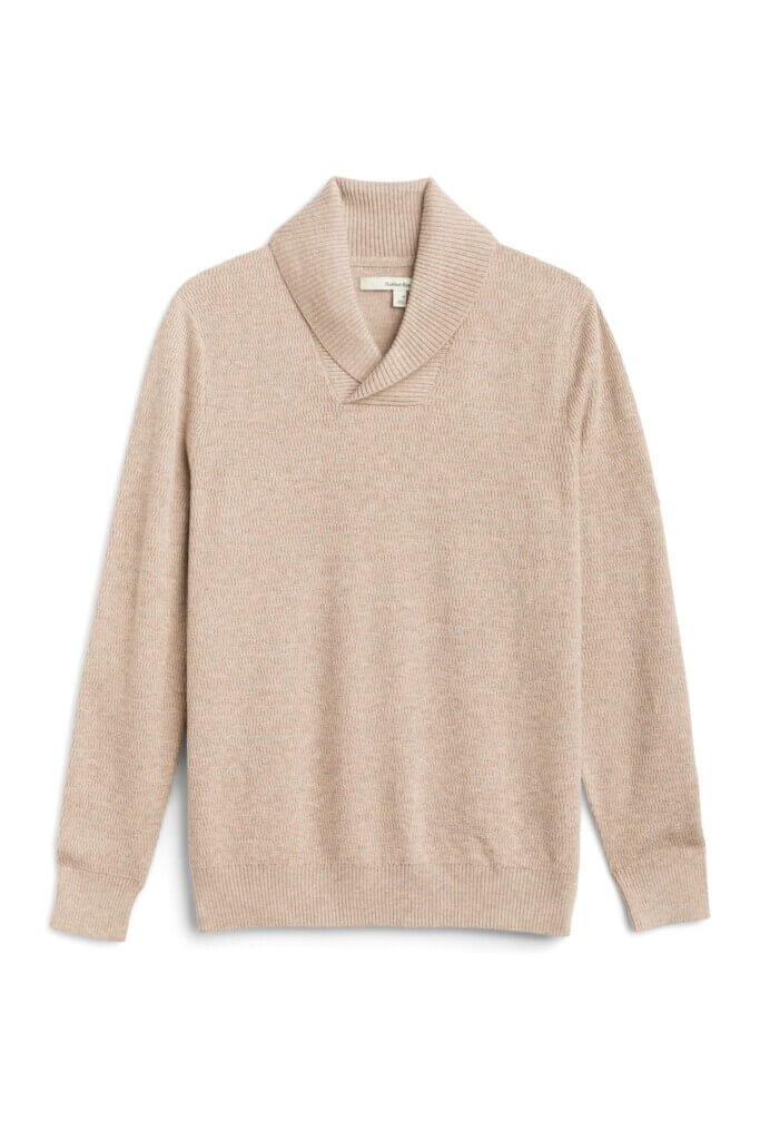 Stitch Fix men’s beige shawl neck sweater.