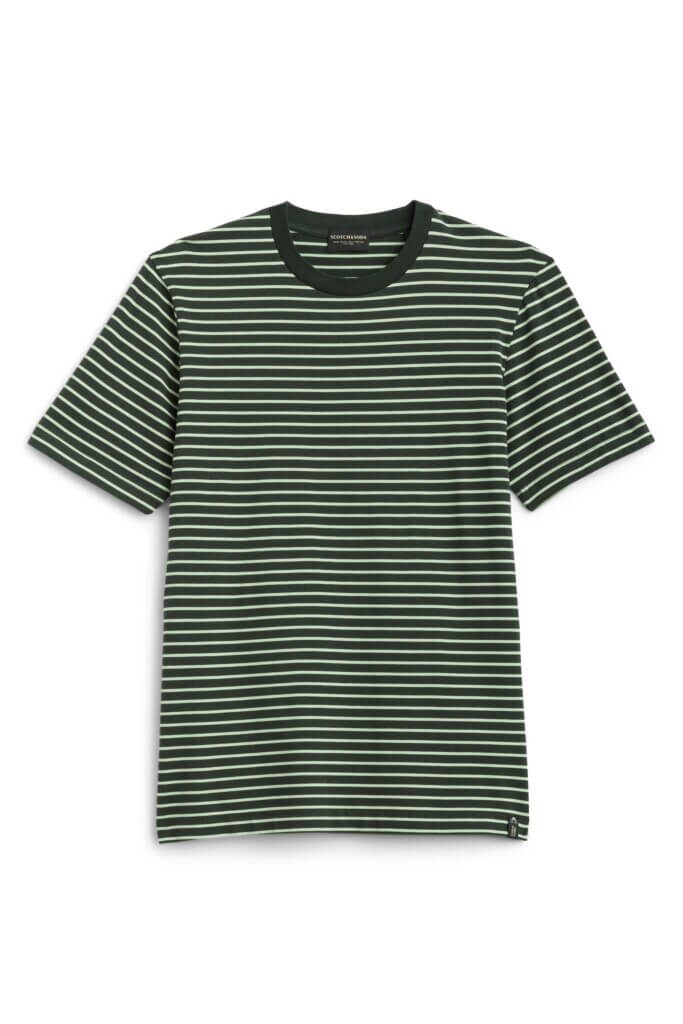 Stitch Fix men’s green and white striped T-shirt.