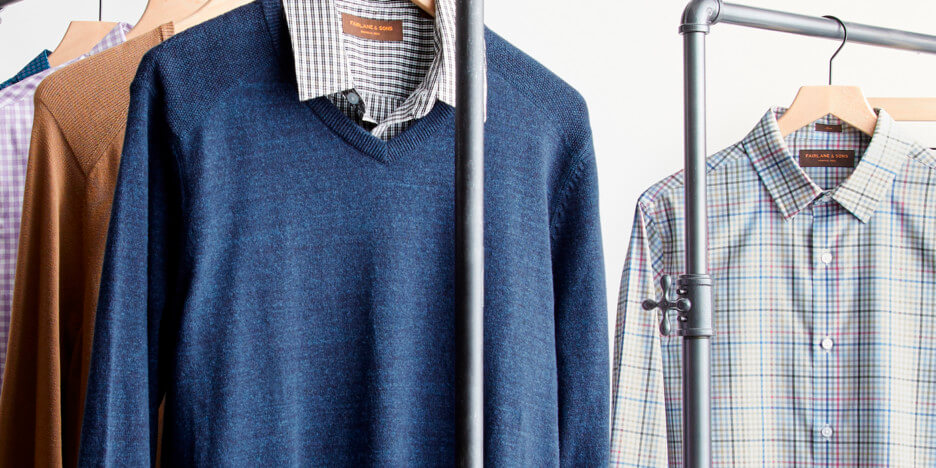 mens sweater over button up