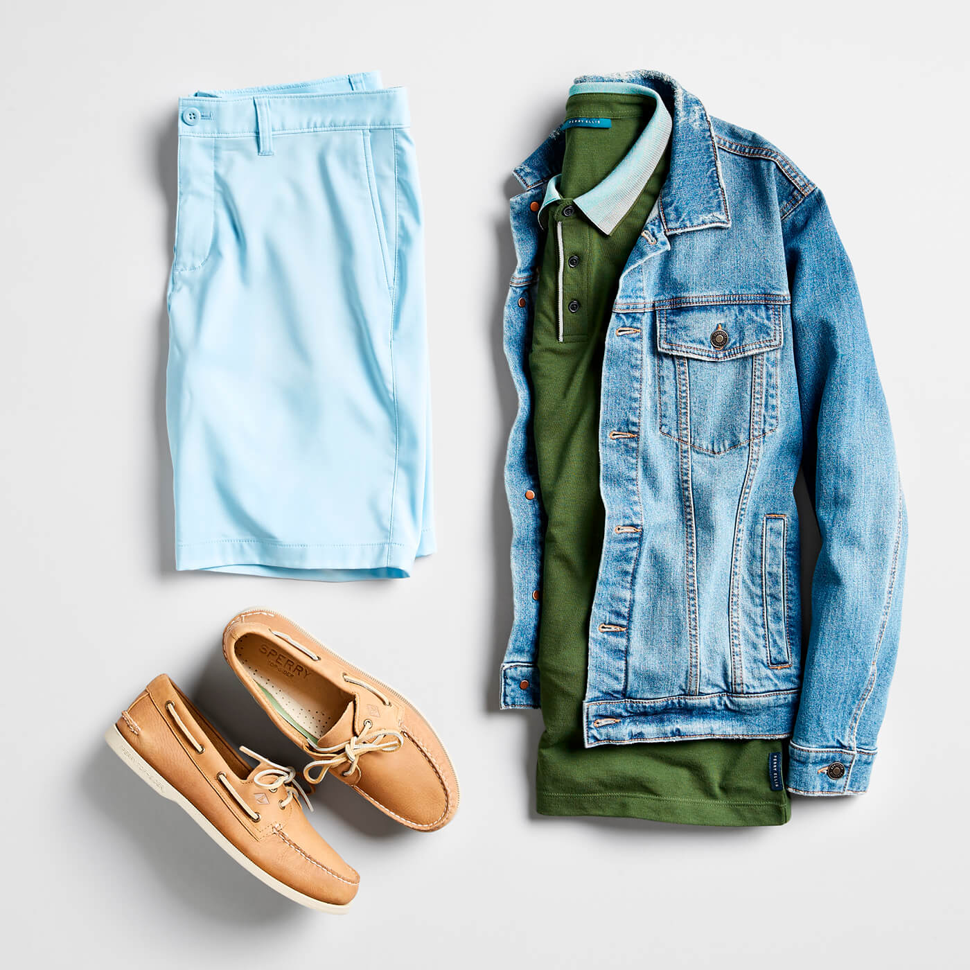 green polo and jean jacket