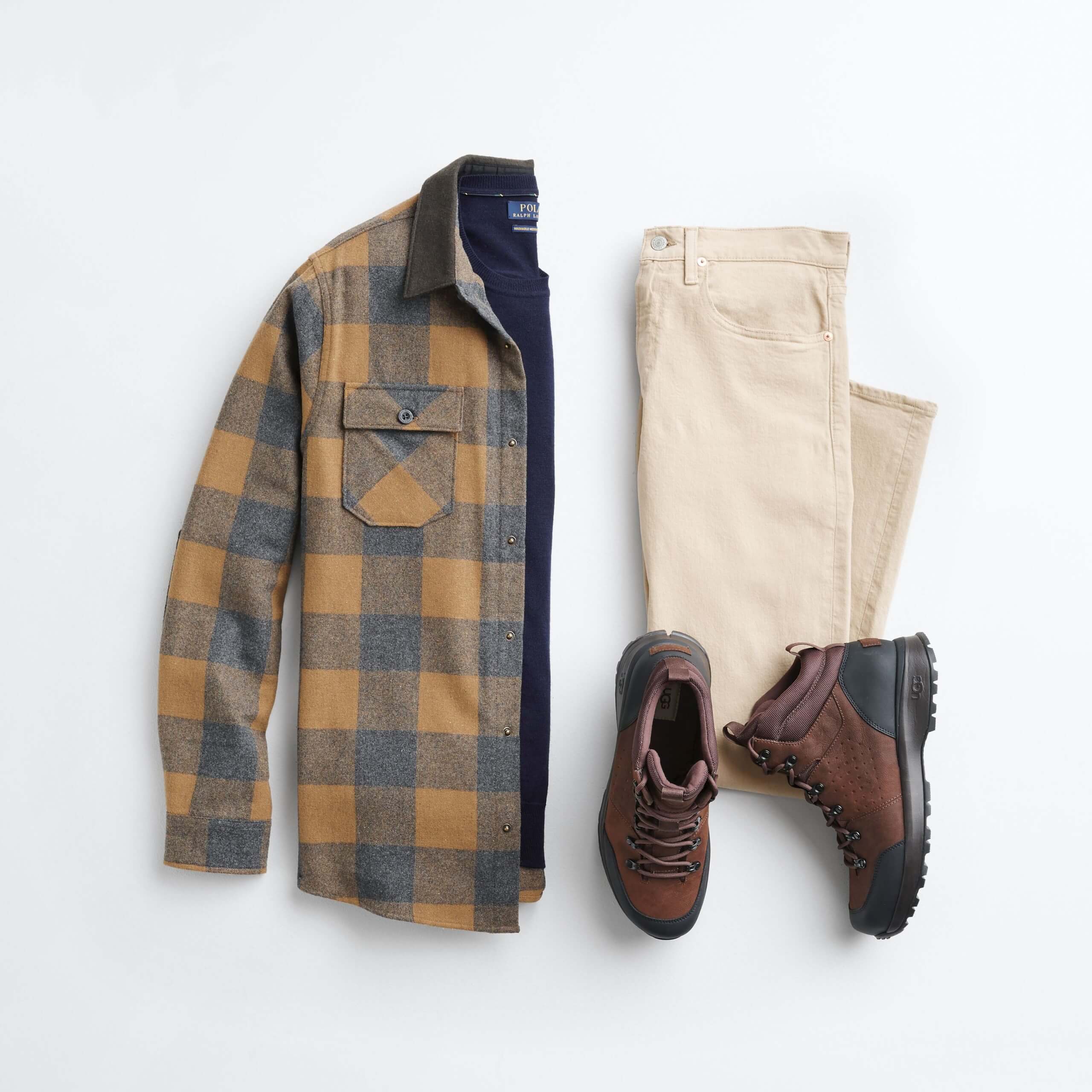 Flannel shirt shop under sweater