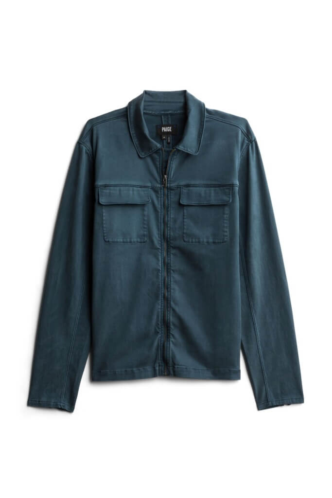 Stitch Fix Men’s Shacket in navy blue with utility pockets.