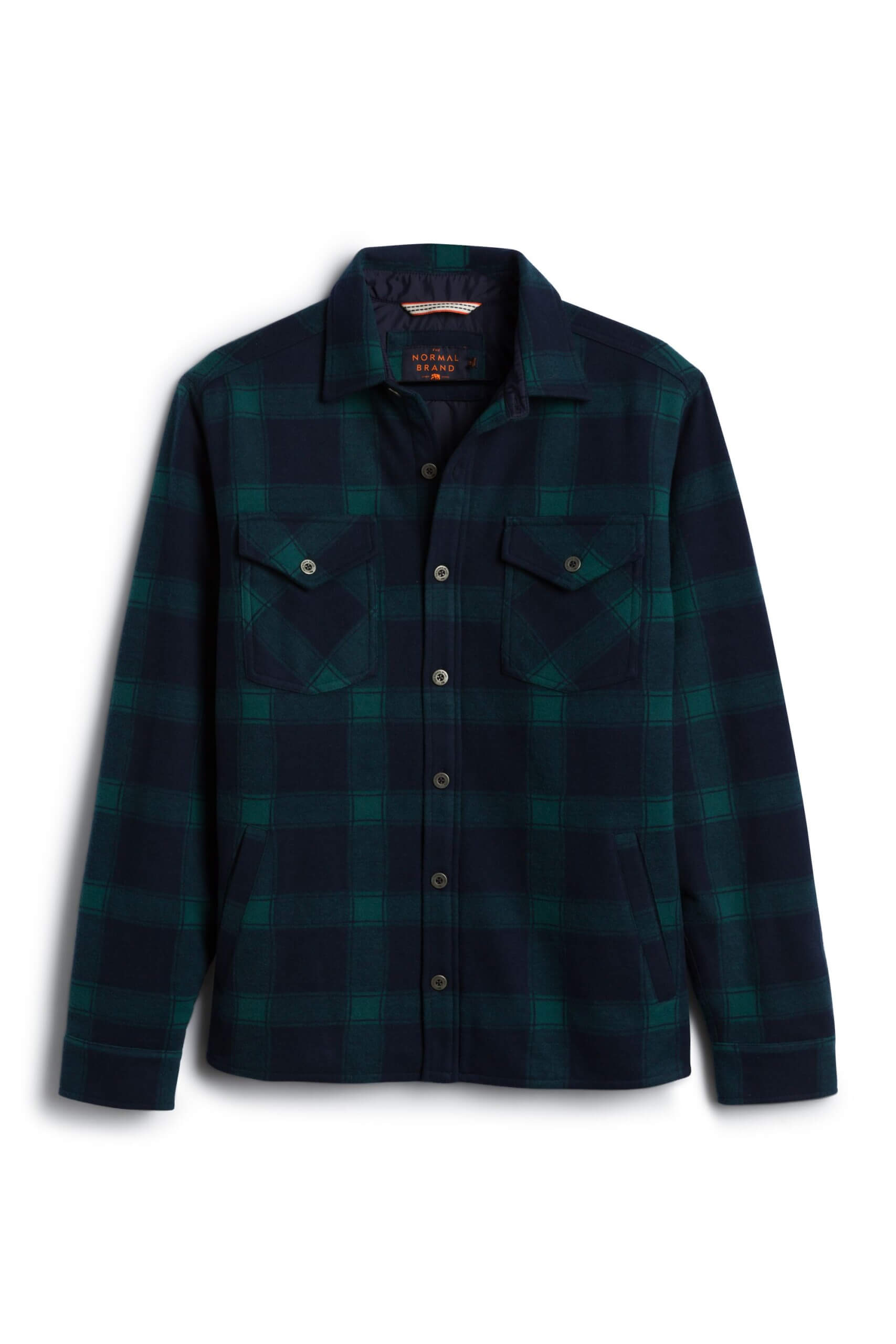 Stitch Fix Men’s Shacket in navy blue and green plaid print.