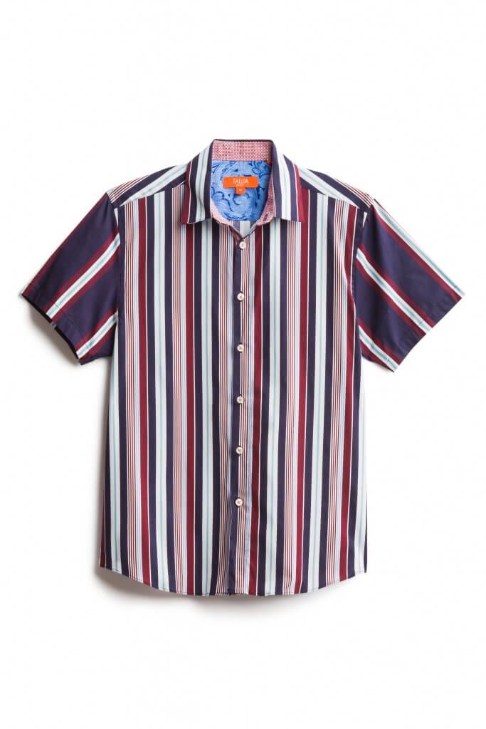 Stitch Fix men’s stripe multi-color short-sleeve button-down shirt.