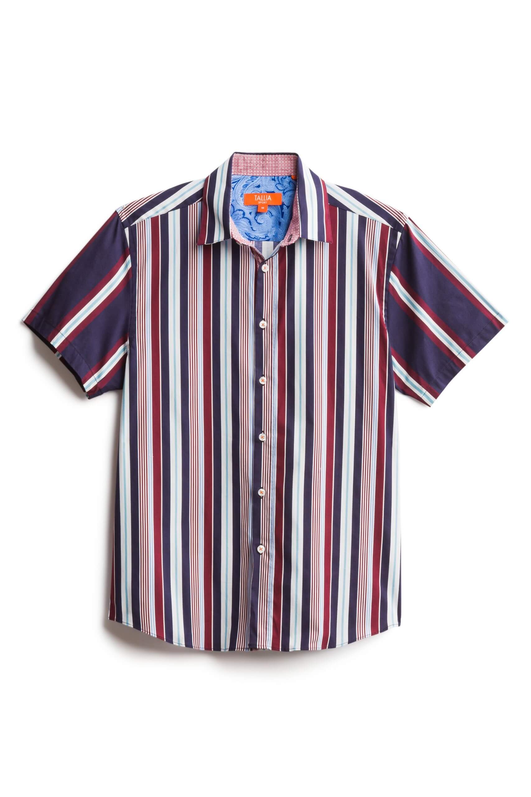 Stitch Fix men’s stripe multi-color short-sleeve button-down shirt.