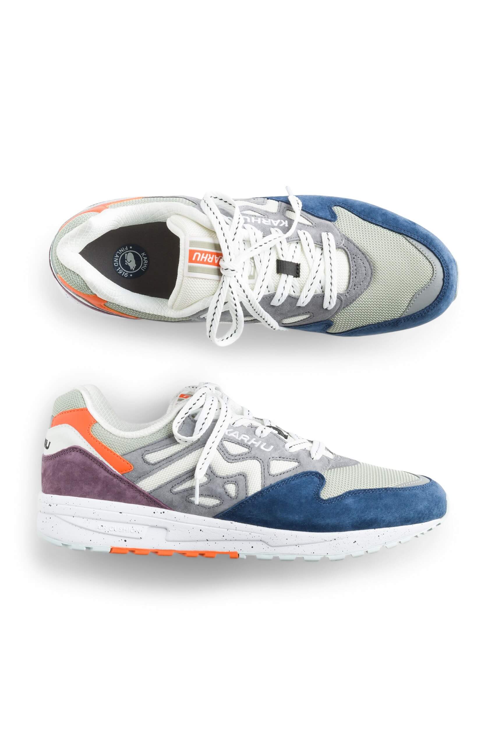 Stitch Fix men’s white, grey, purple, navy and orange lace-up sneakers.