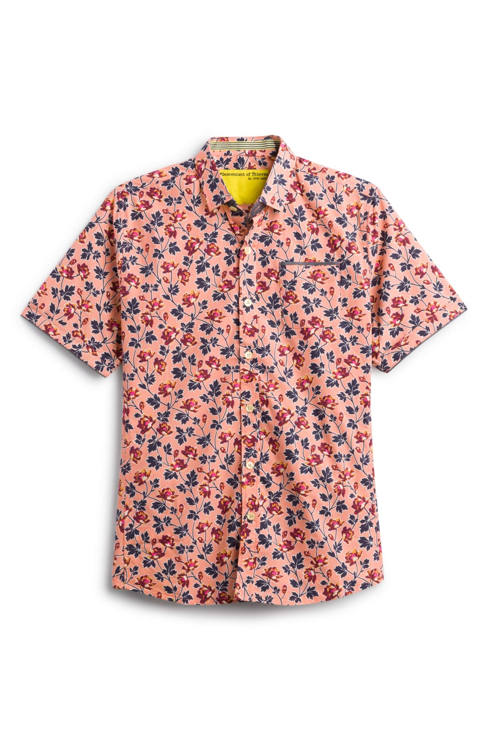 Stitch Fix men’s pink printed short-sleeve button-down.