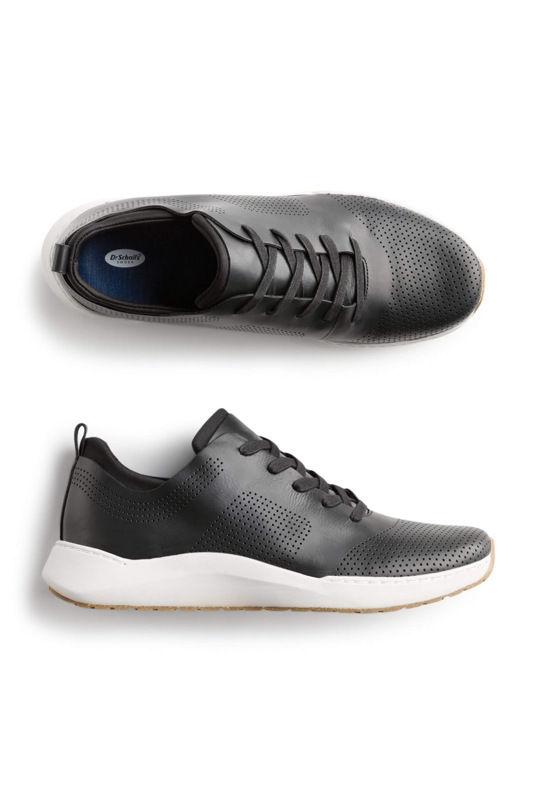 Stitch Fix men’s black lace-up leather sneakers with white soles.