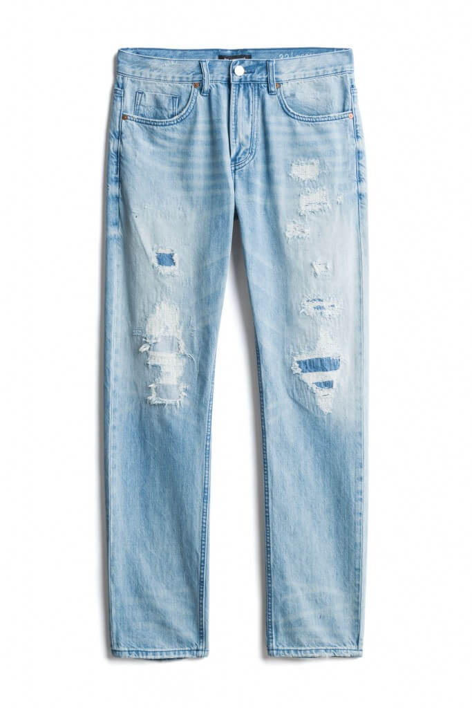 Stitch Fix Men’s light-wash distressed blue jeans.