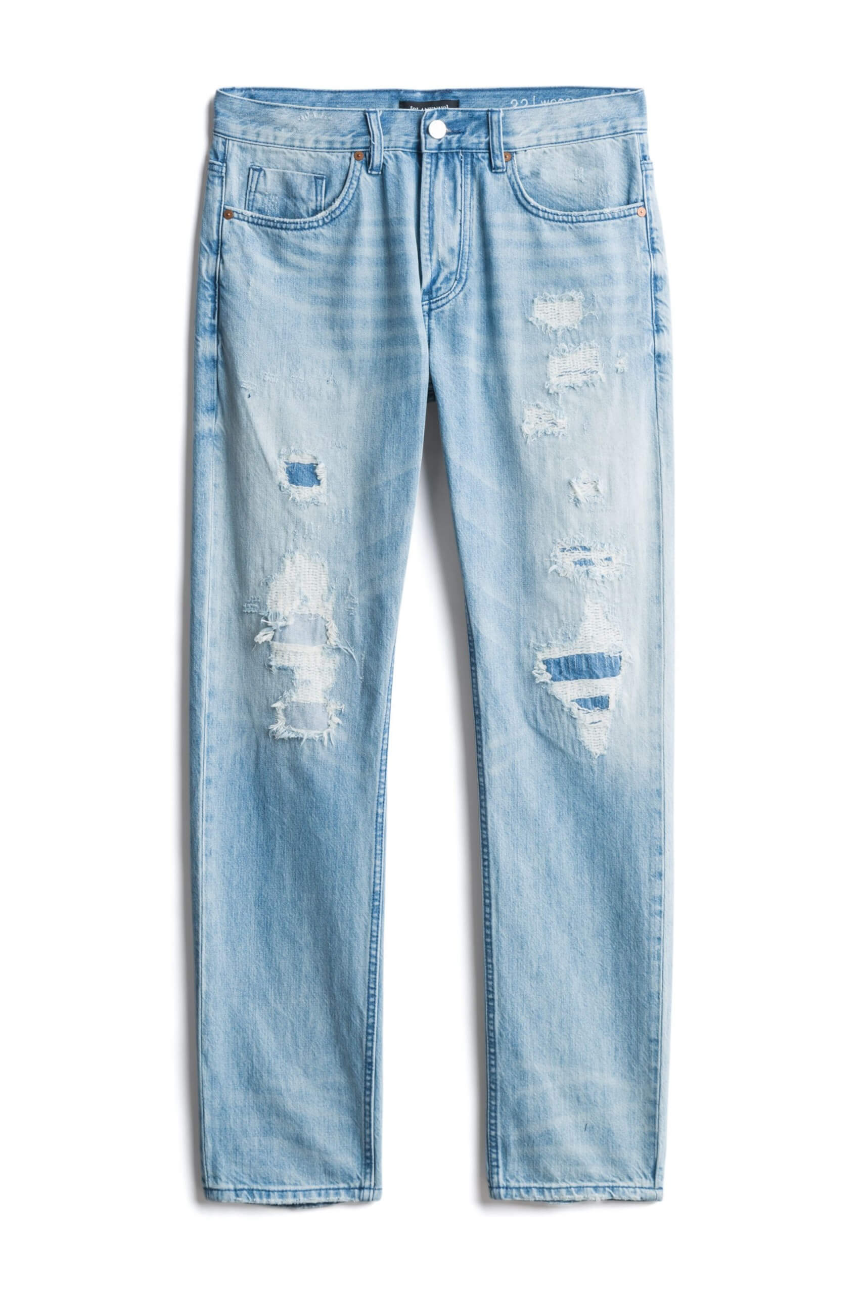Stitch Fix Men’s light-wash distressed blue jeans.