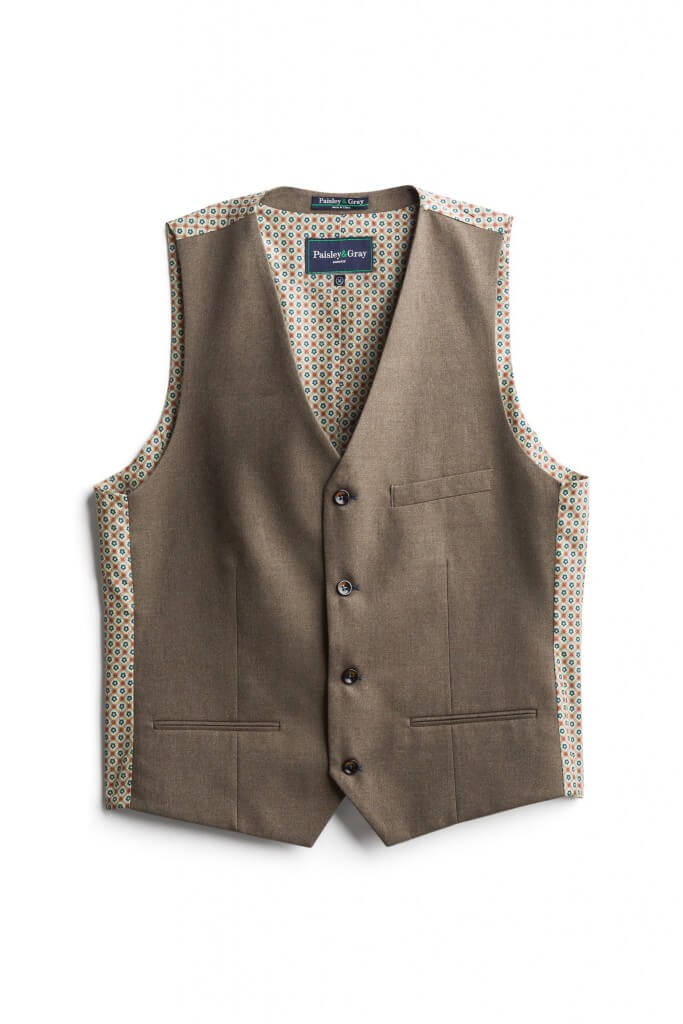 Stitch Fix Men’s brown vest with brown buttons.