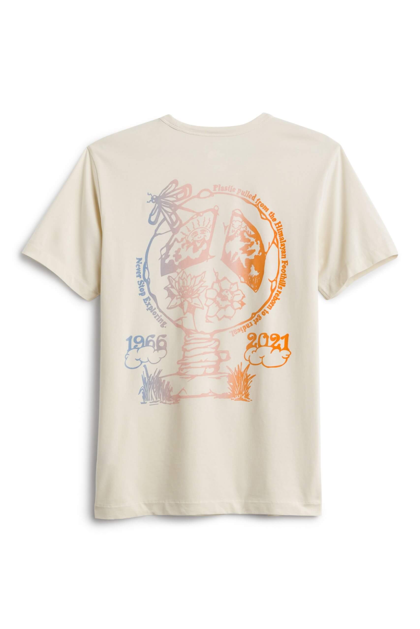 Stitch Fix Men’s off-white graphic tee with a blue, pink and orange peace sign.