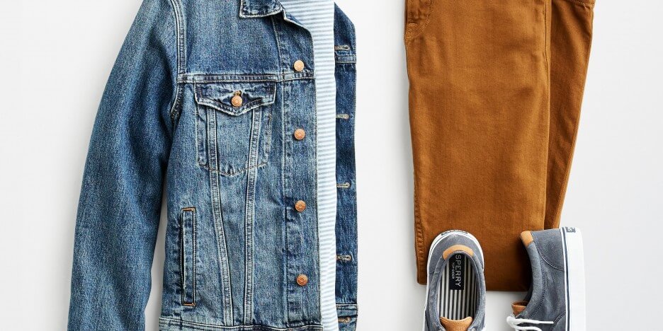 Khaki pants on sale and jean jacket