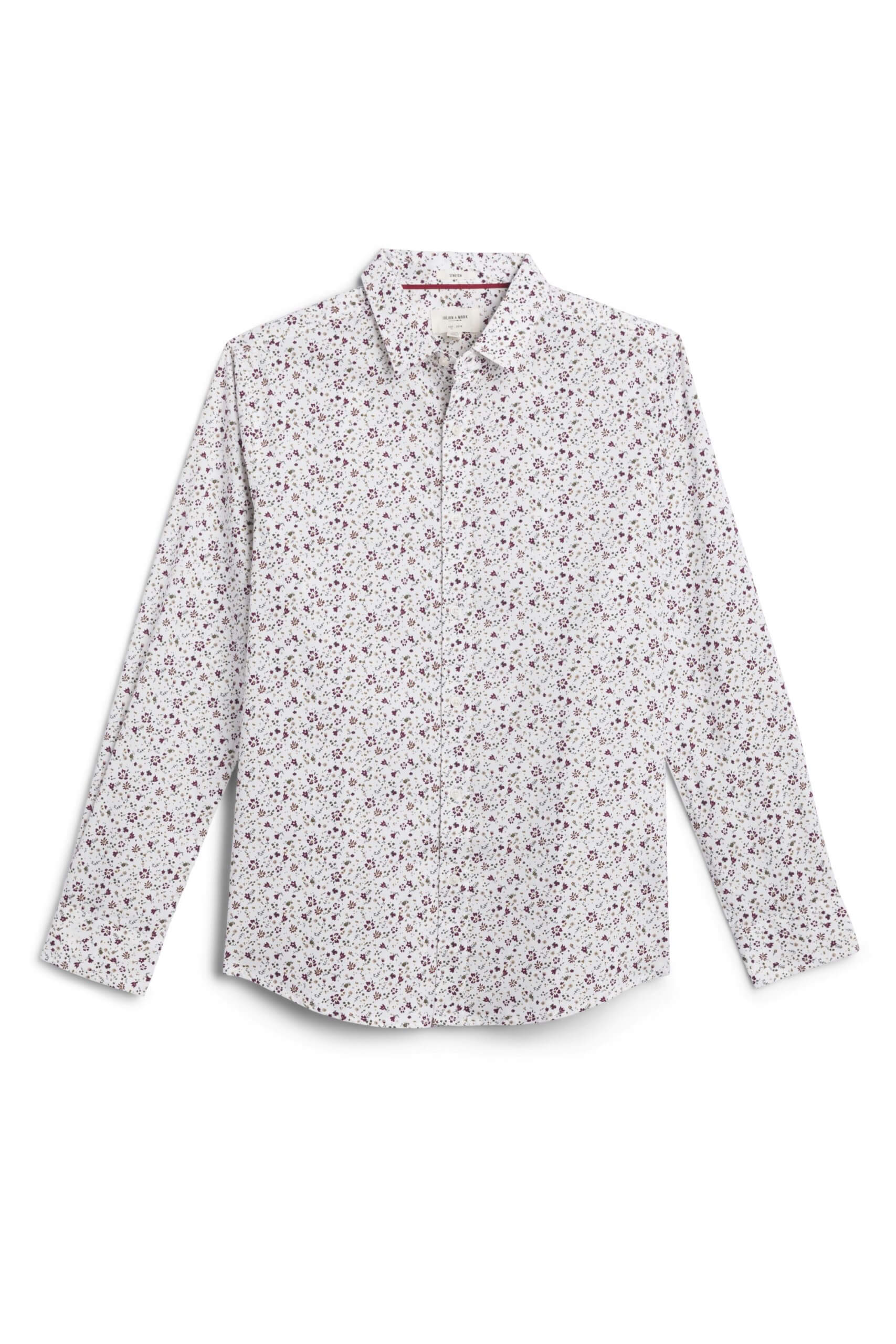 Stitch Fix men’s white and pink floral print button-down shirt.
