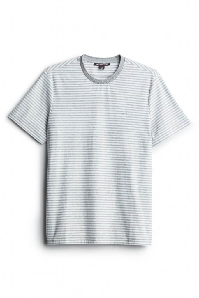 Stitch Fix men’s grey and white microstripe crew neck T-shirt.