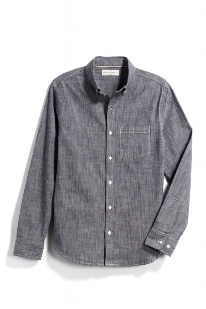 Stitch Fix men’s grey long-sleeved chambray shirt.