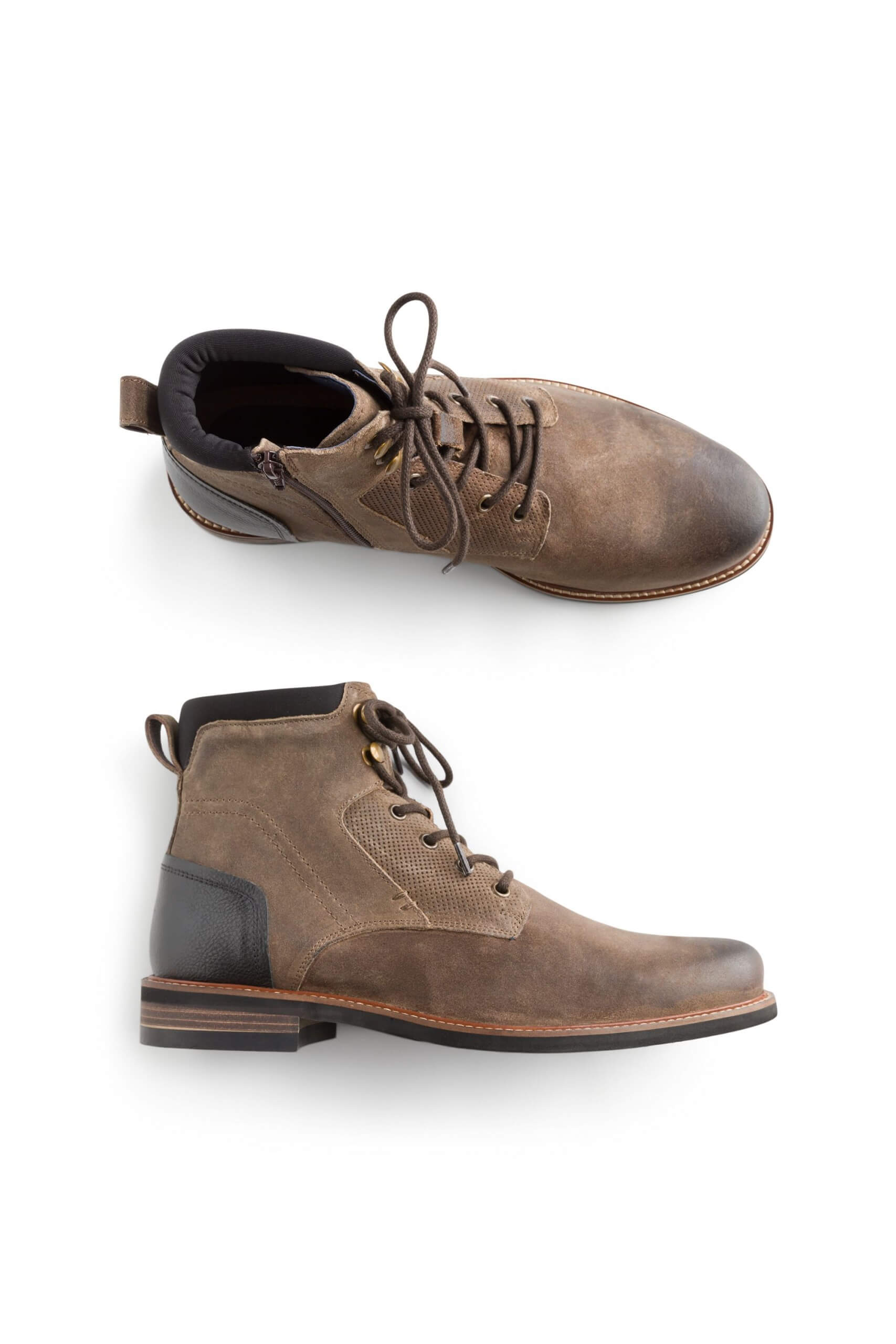Stitch Fix men’s brown combat boots with black accents.