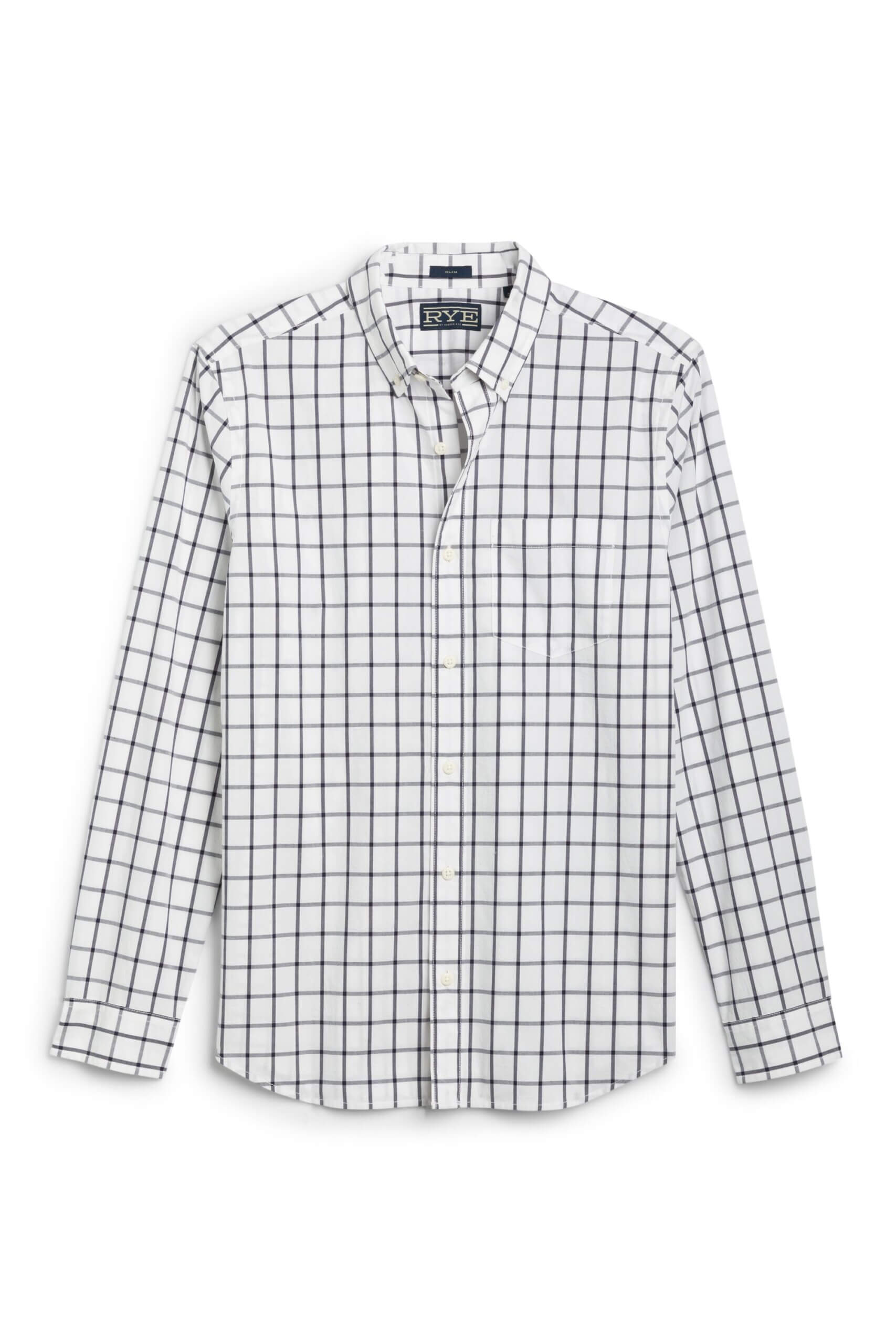 Stitch Fix men’s white and grey checkered long-sleeve button-down shirt.