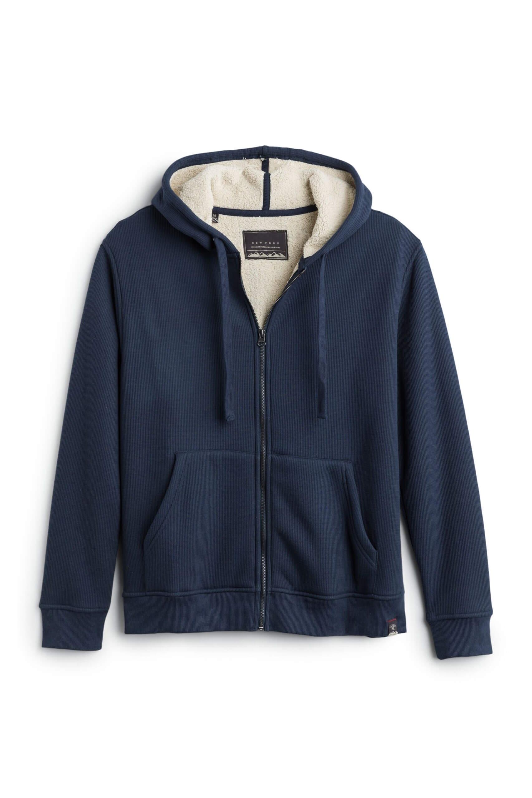 Stitch Fix men’s navy zip-up hoodie with sherpa lining.