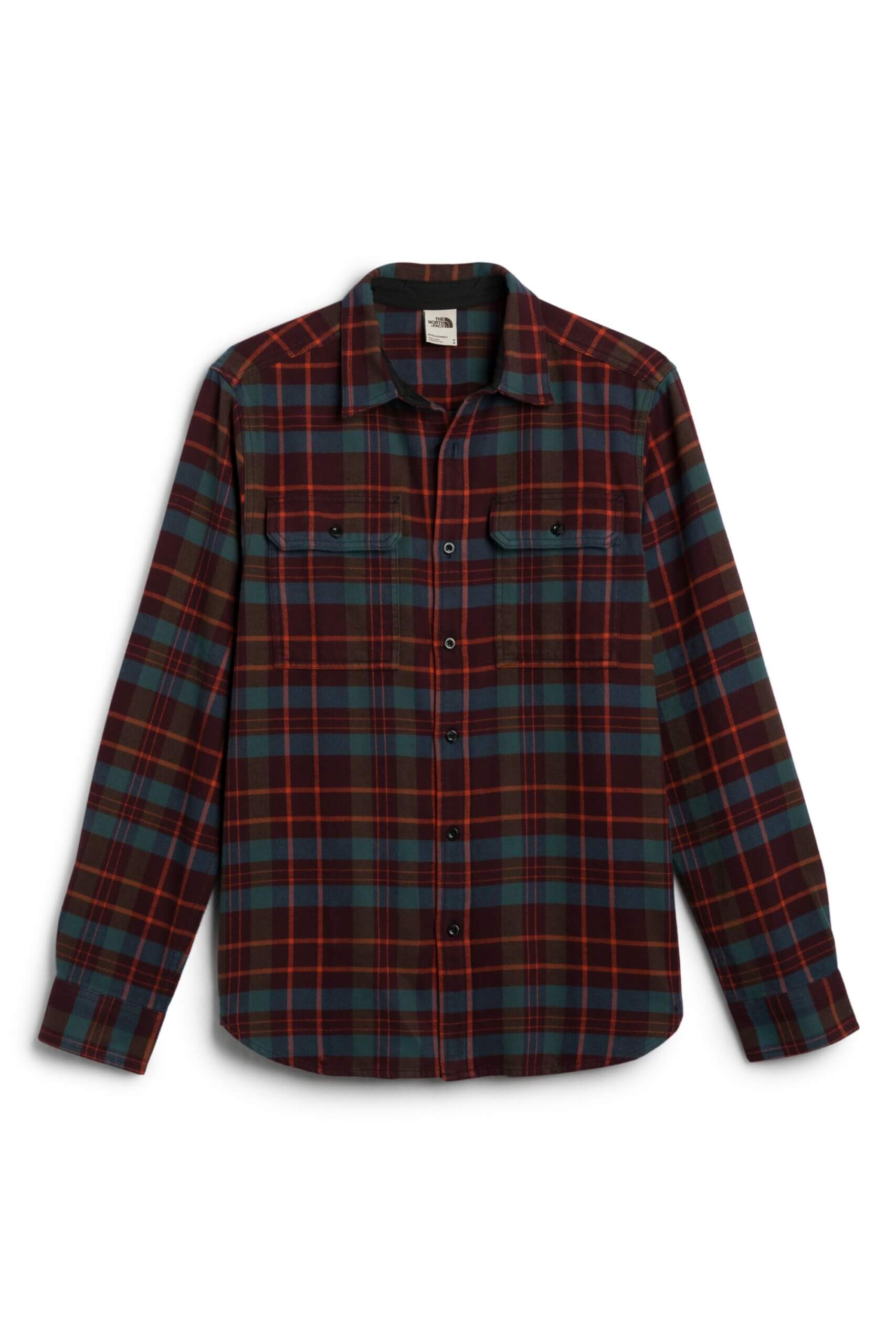 Stitch Fix men’s navy, green and red plaid flannel button-up shirt.