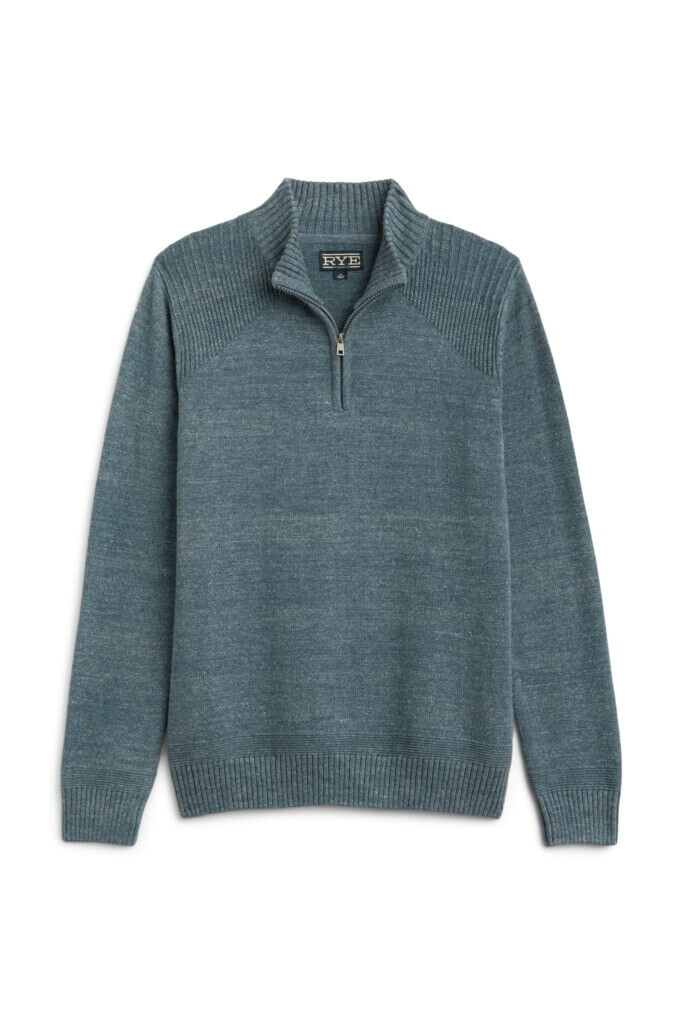 Stitch Fix men’s teal quarter-zip sweater.