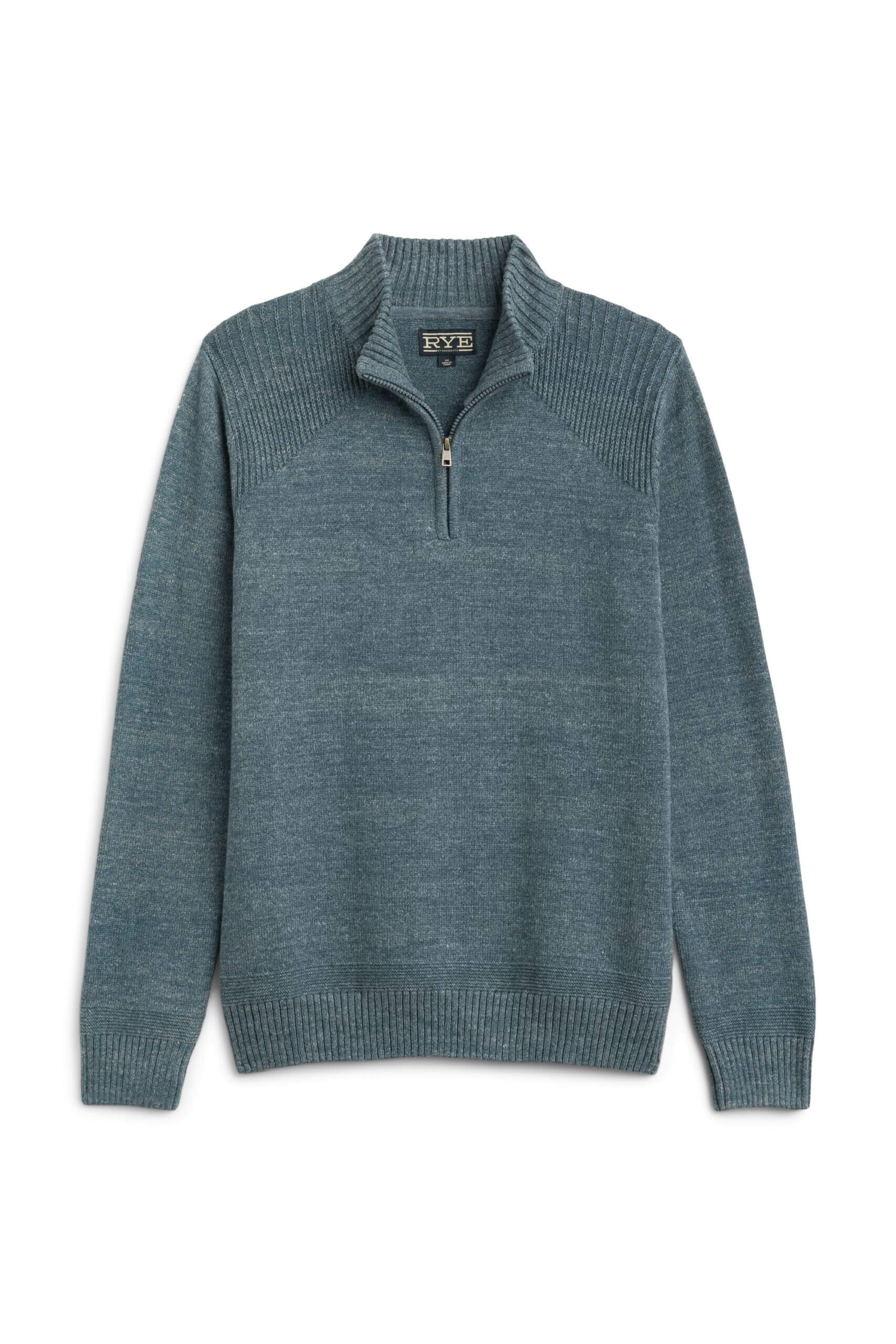 Stitch Fix men’s teal quarter-zip sweater.