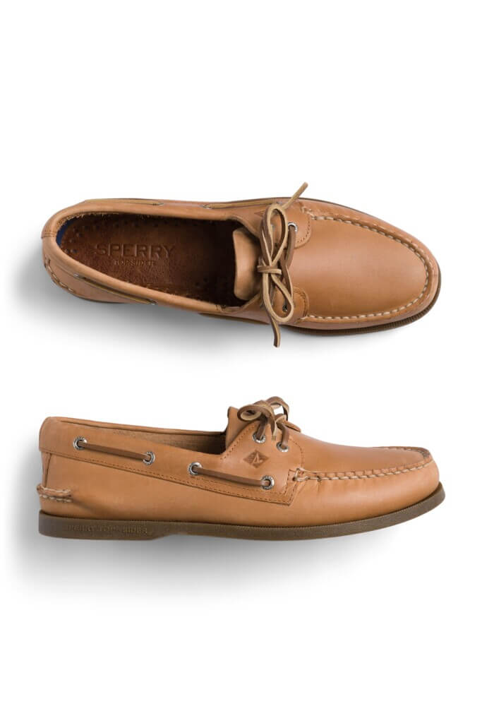 Stitch Fix men’s brown leather boat shoes with suede laces.
