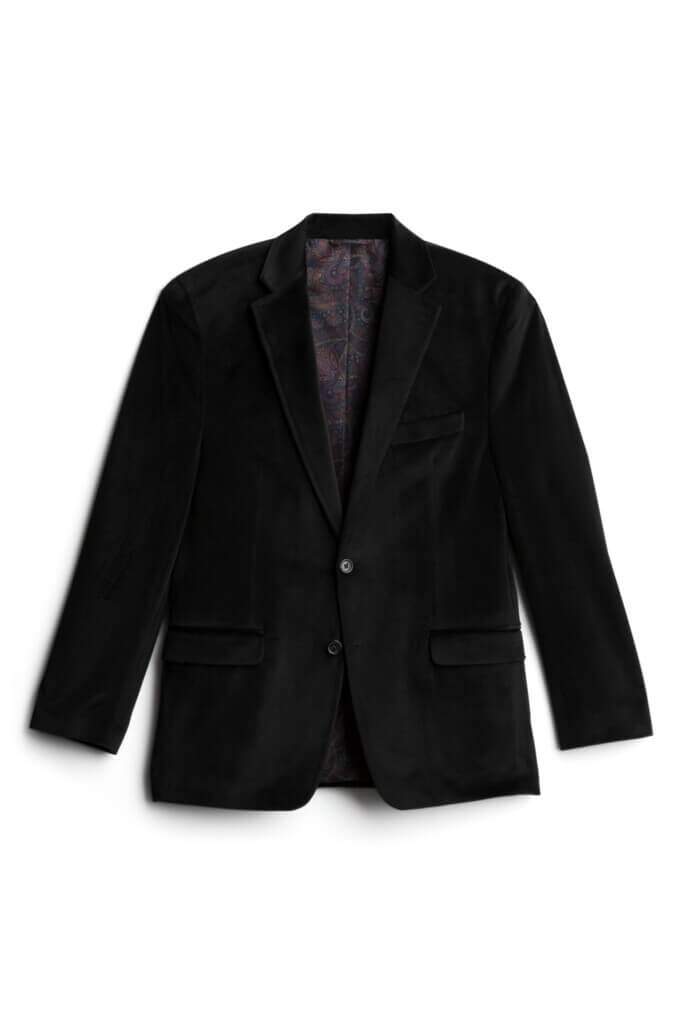 Stitch Fix men’s black sport coat with colorful lining.