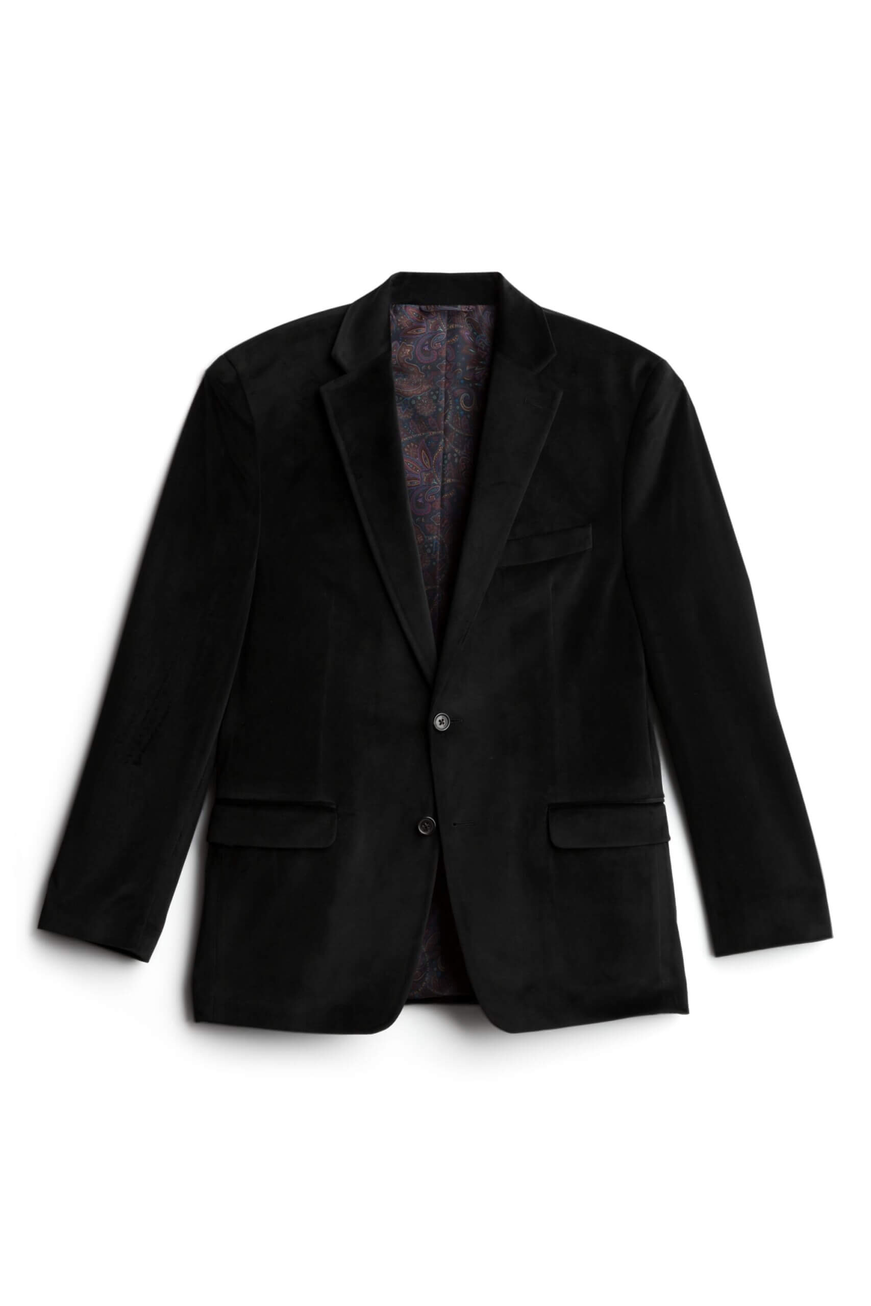 Stitch Fix men’s black sport coat with colorful lining.