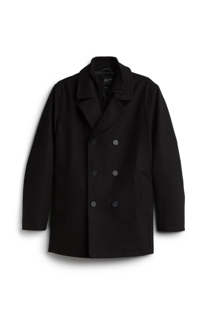 Stitch Fix men’s black button-up peacoat.