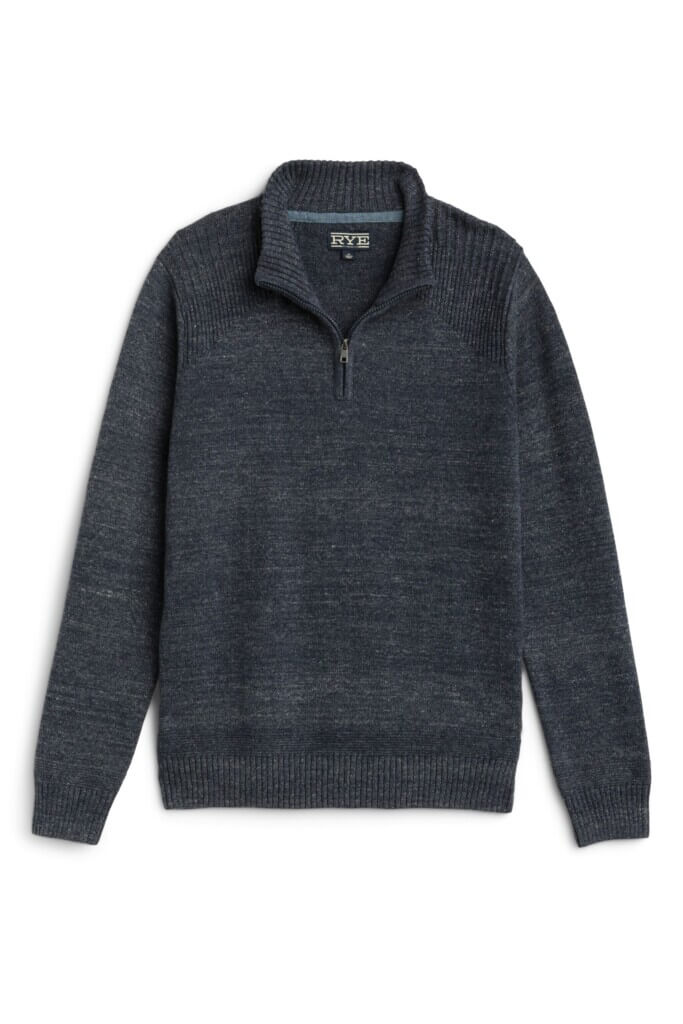 Stitch Fix men’s dark grey quarter zip sweater.
