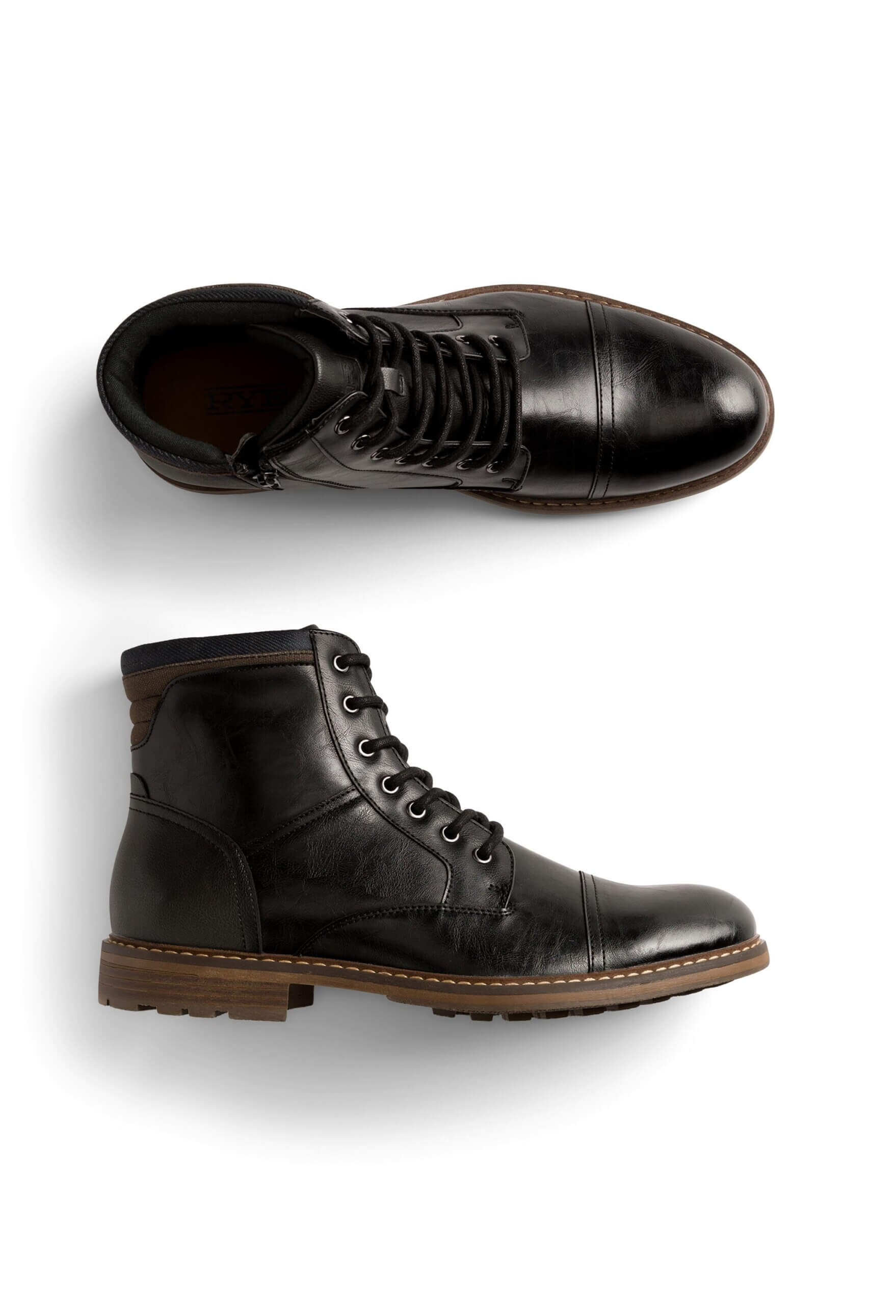 Stitch Fix men’s black leather lace-up combat boots.
