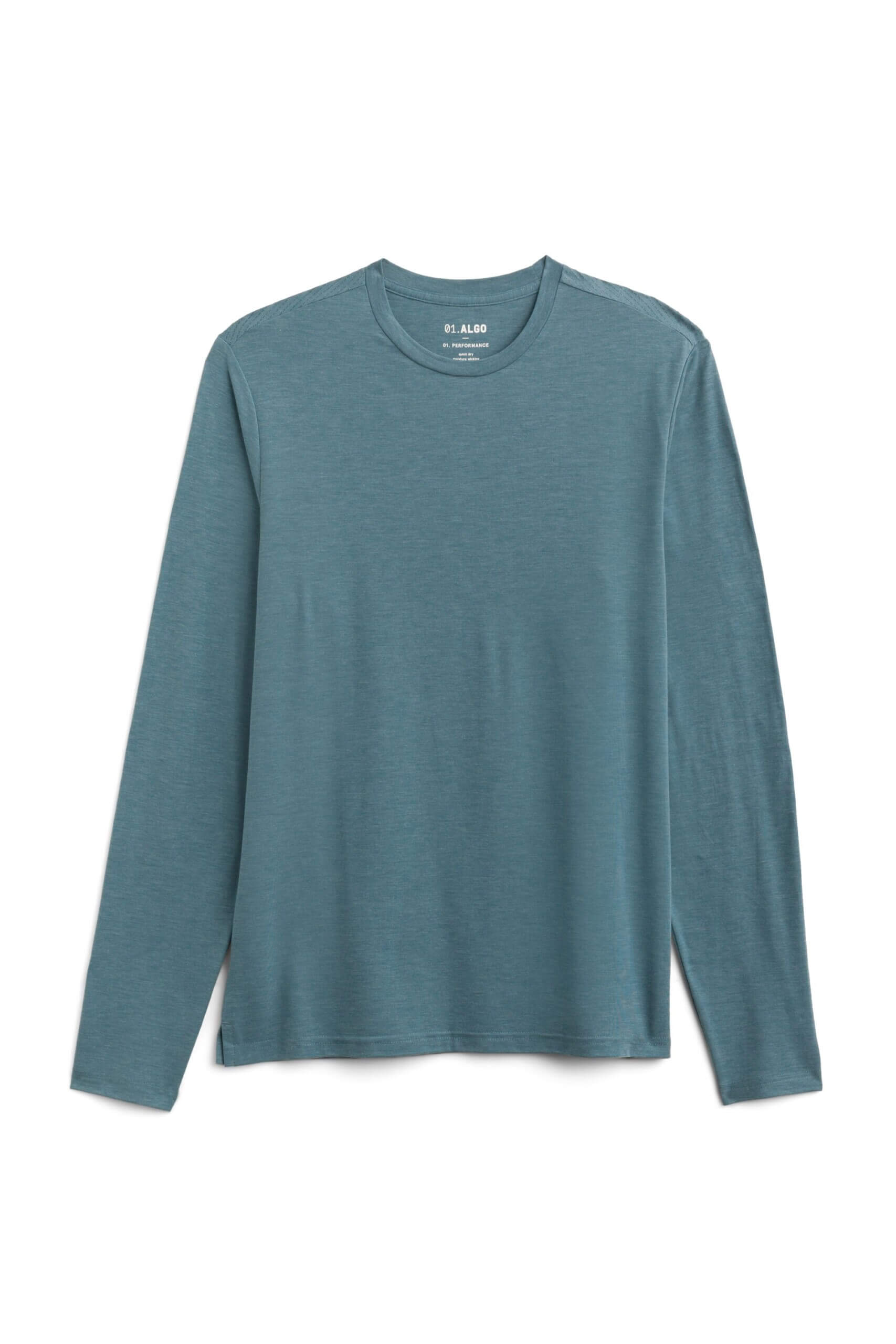 Stitch Fix men’s teal green performance crew neck long-sleeve T-shirt.