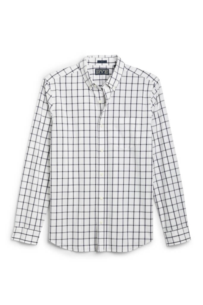 Stitch Fix men’s black and white plaid collared shirt.