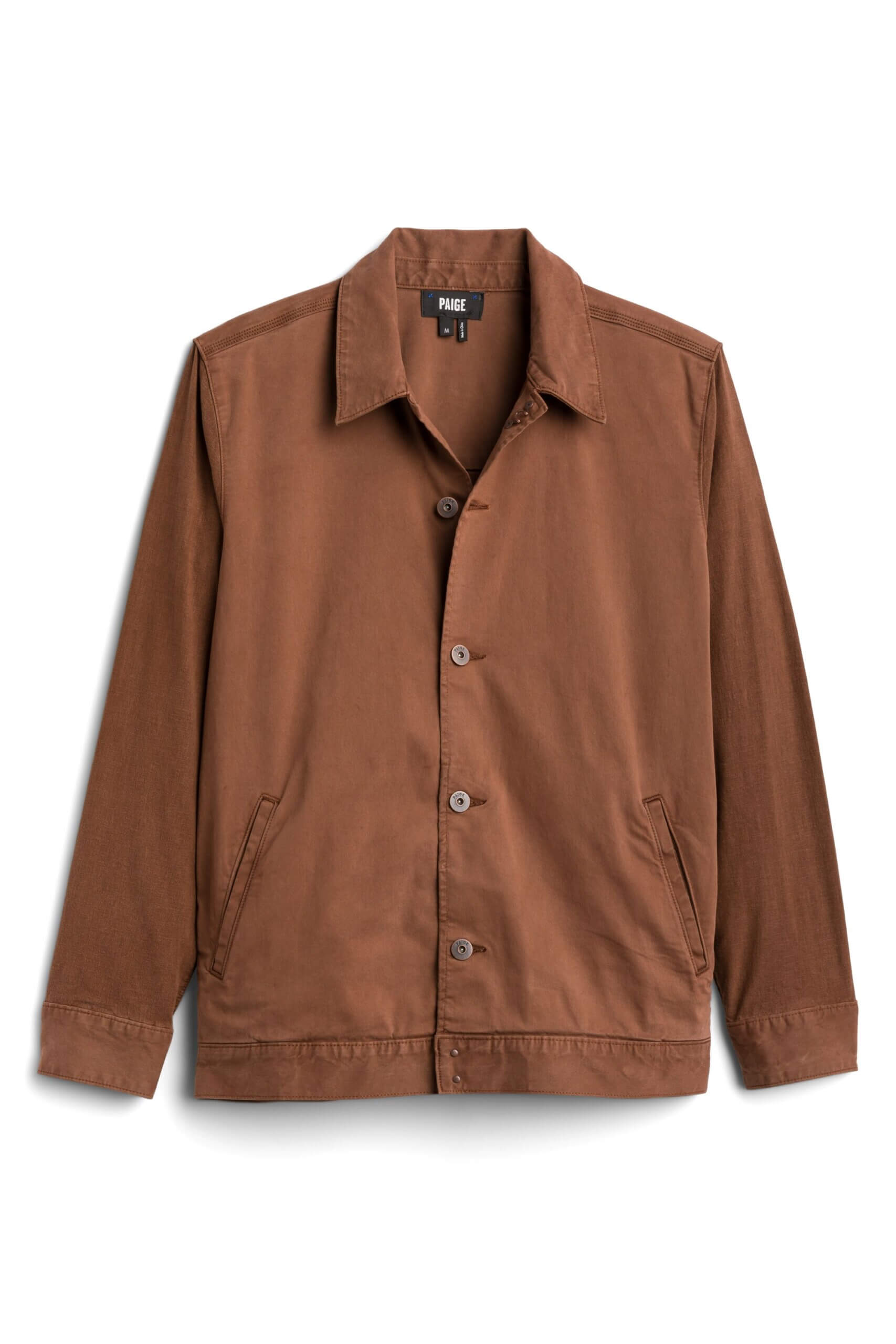 Stitch Fix men’s copper shacket with silver buttons.