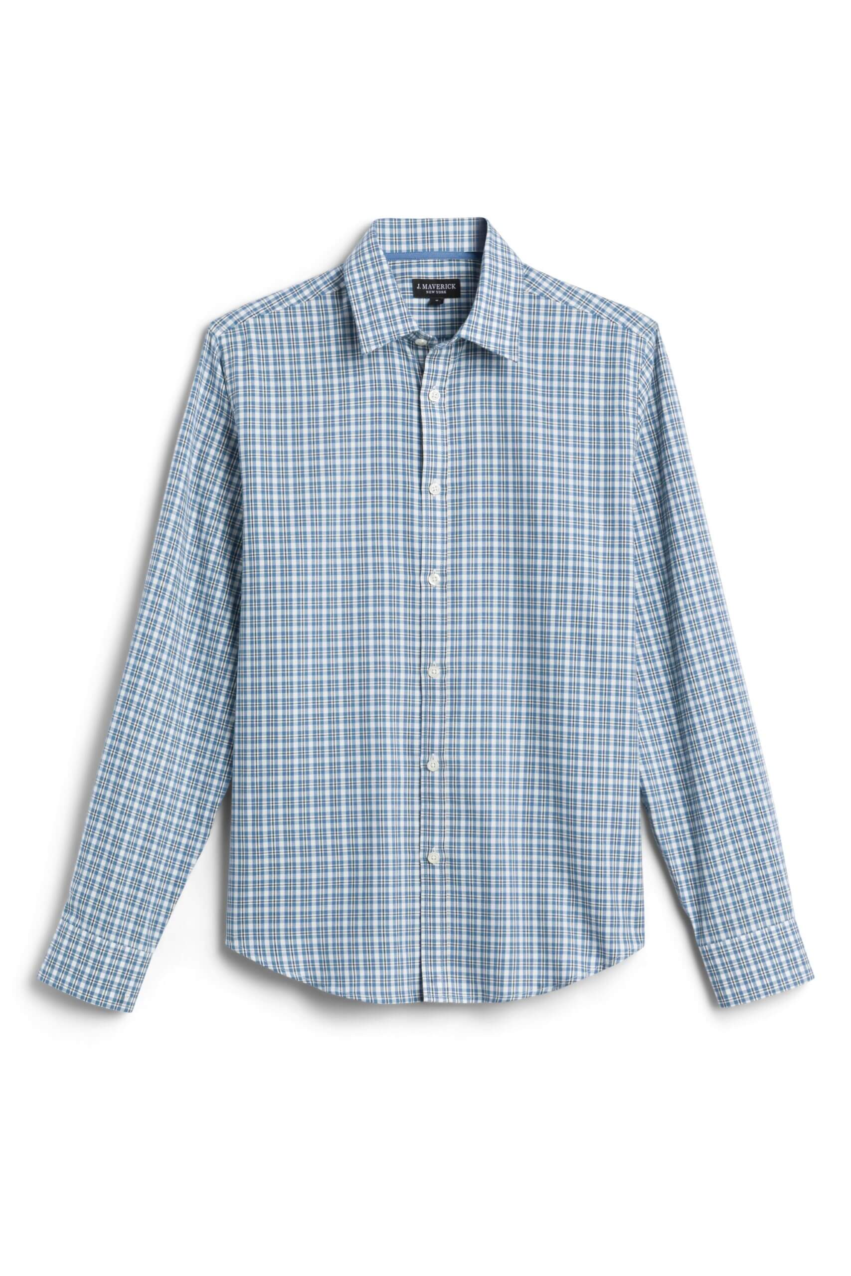 Stitch Fix men’s blue plaid button-up dress shirt.