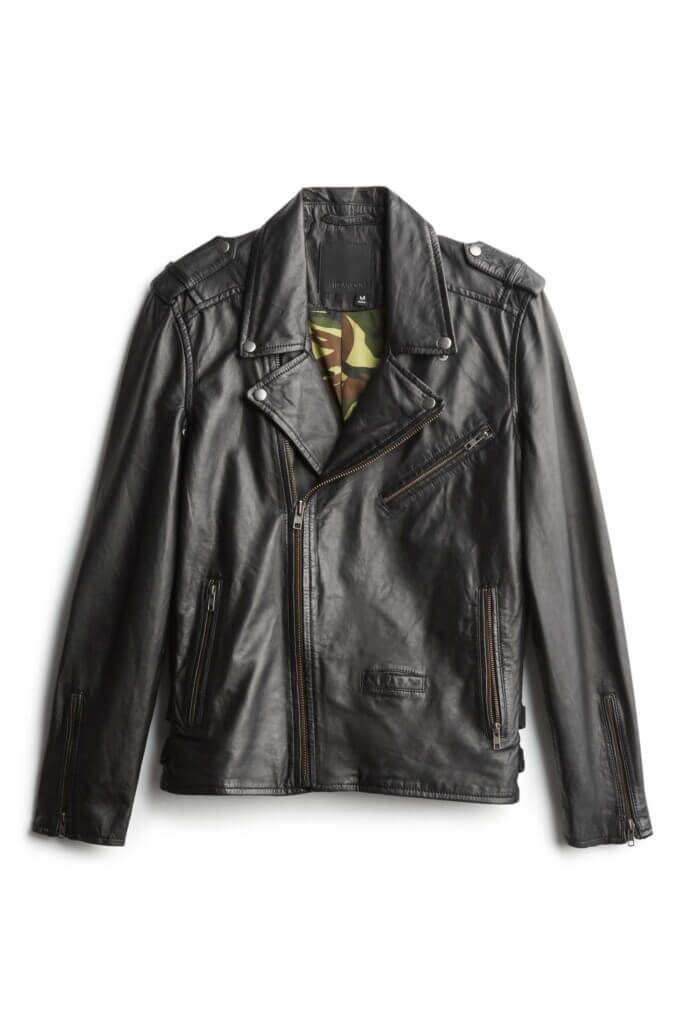Stitch Fix men's black leather moto jacket.