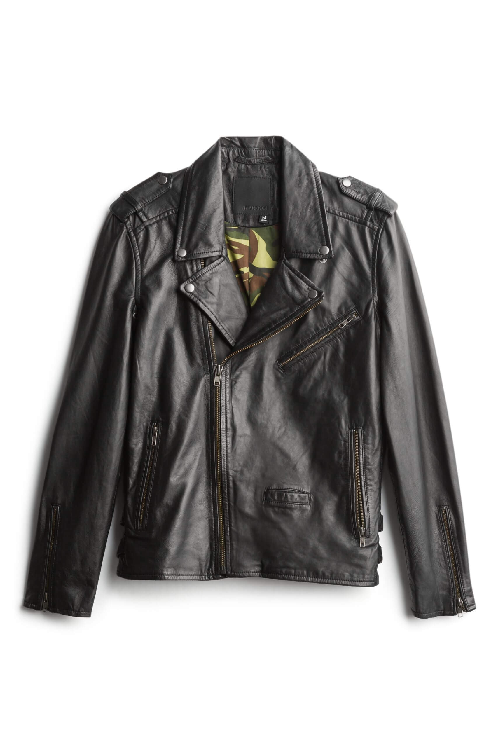 Stitch Fix men's black leather moto jacket.