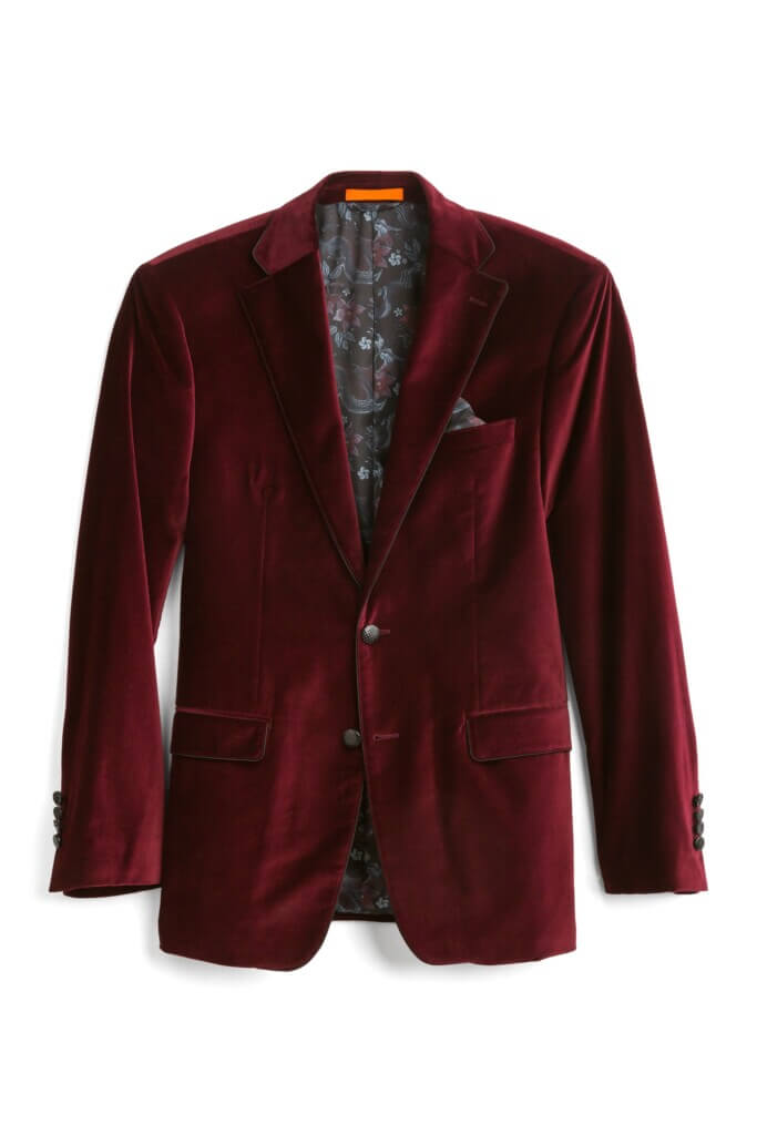 Stitch Fix men's burgundy velvet blazer.