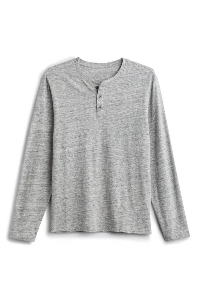 Stitch Fix men’s heathered grey long-sleeve henley shirt.