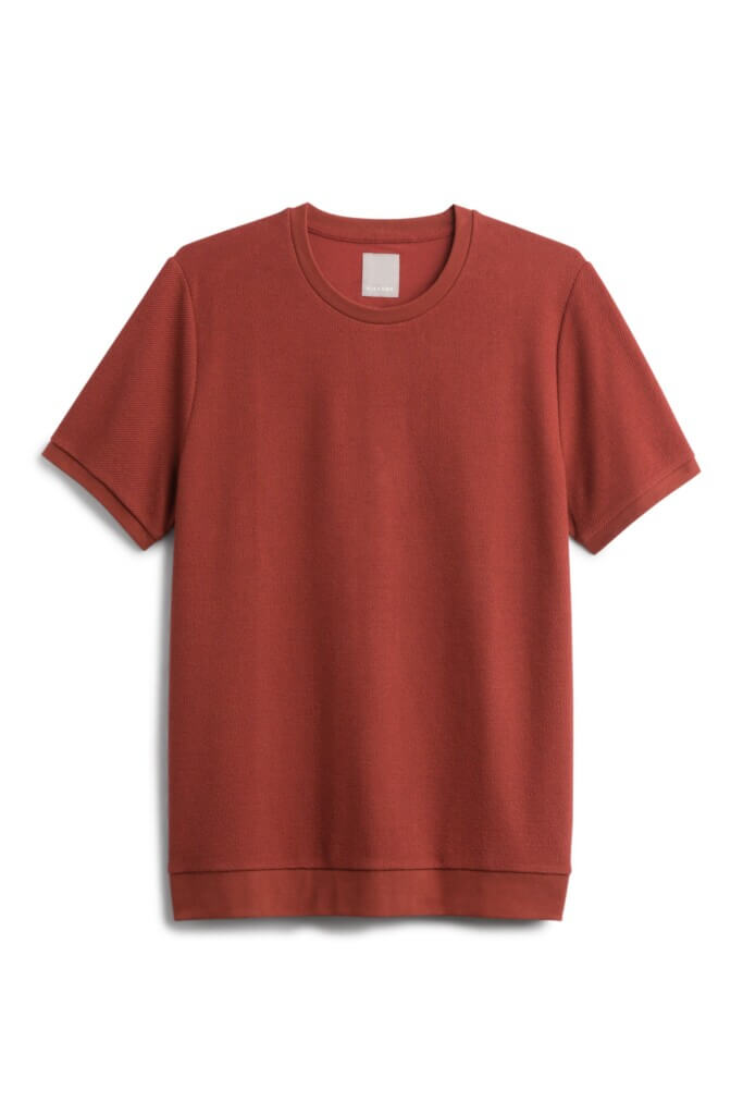 Stitch Fix men’s orange-red crew neck T-shirt.