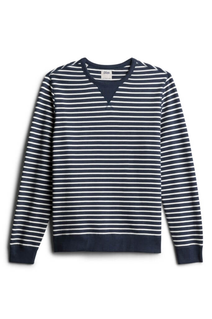 Stitch Fix men’s navy and white horizontal striped sweater.