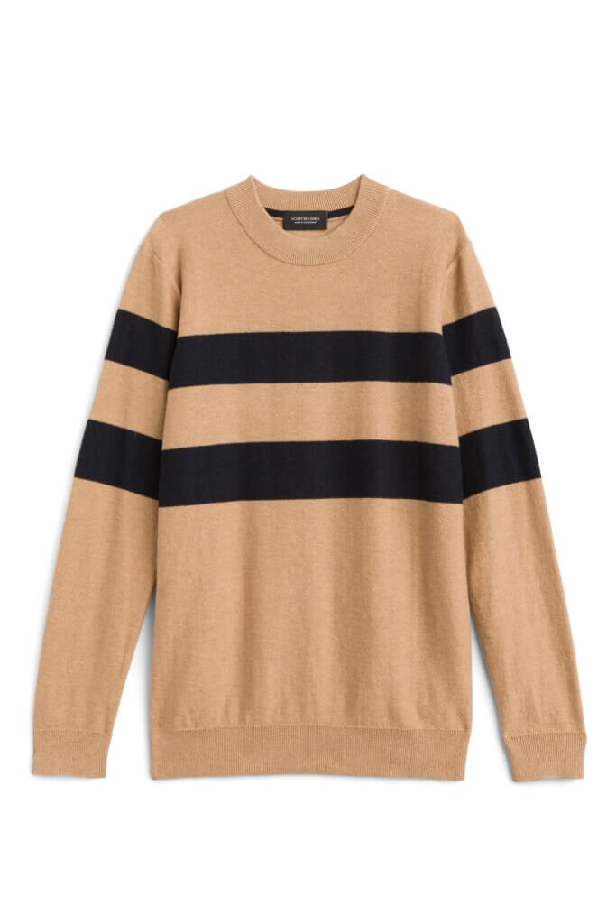Stitch Fix men's brown and black striped sweater.
