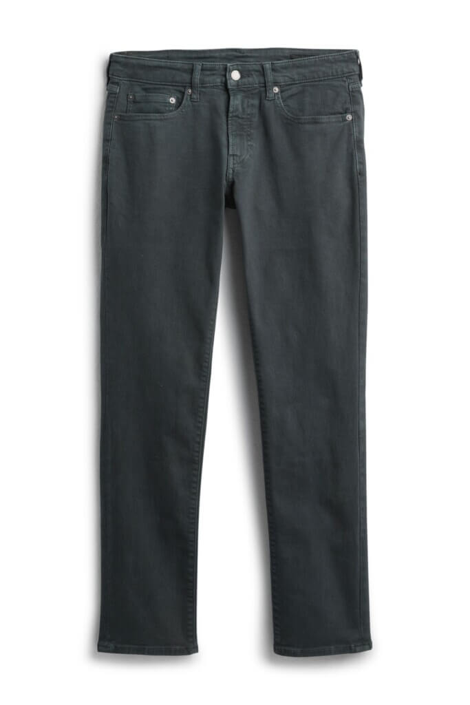 Stitch Fix men’s dark grey denim with silver hardware.