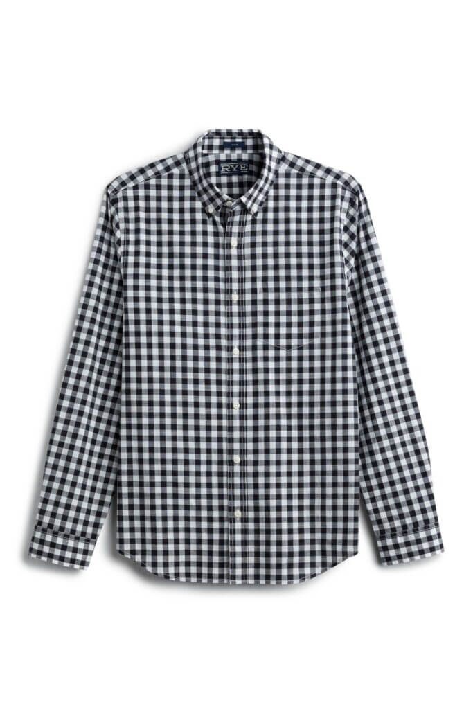 Stitch Fix men’s navy and white plaid button-down shirt.