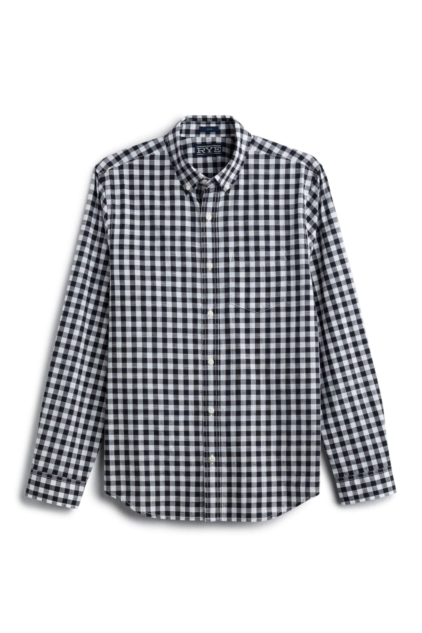 Stitch Fix men’s navy and white plaid button-down shirt.