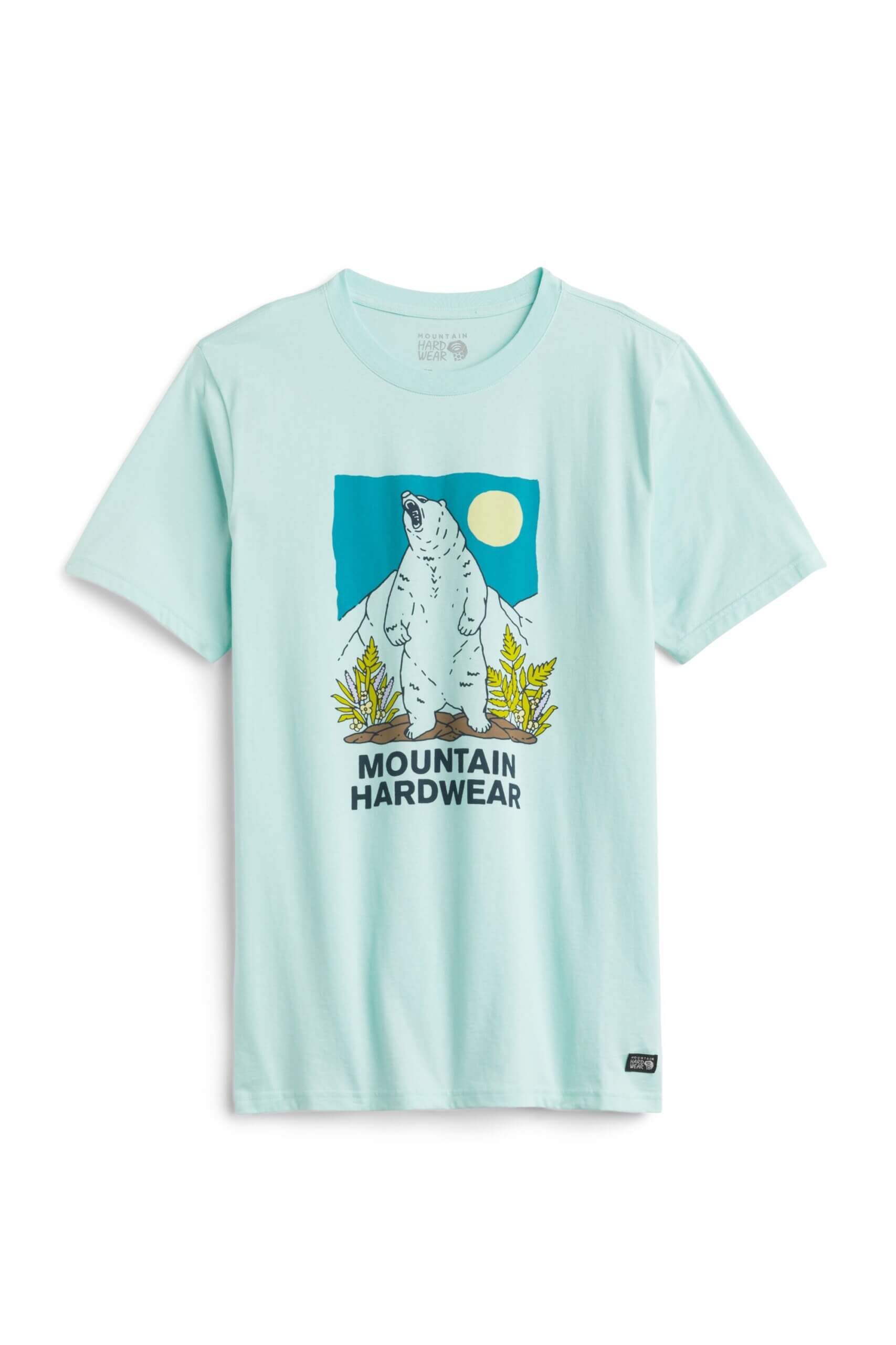Stitch Fix men’s light blue short-sleeve T-shirt with bear graphic and gorpcore brand logo.
